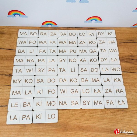 Drewniane domino sylabowe