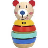 TOOKY TOY Drewniana Układanka Piramidka Kształty Miś 11 el.