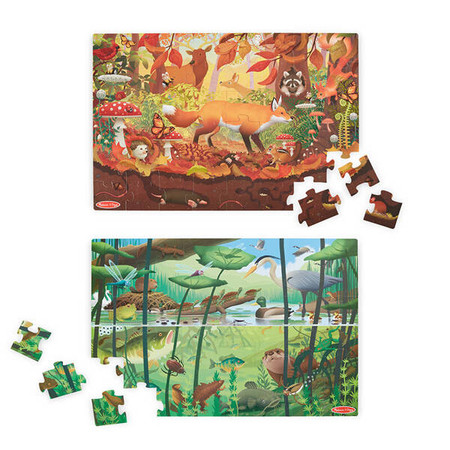 Dwustronne puzzle podłogowe Let’s Explore szukaj i znajdź 48 el. Melissa & Doug 30833