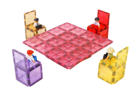 COBLO, magnetyczne klocki konstrukcyjne 2 płyty 30 x 30 cm różowe