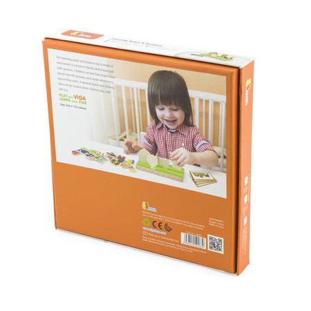 Drewniana układanka do nauki odległości 2w1 Farma i Morze