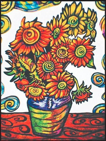 Kolorowanka welwetowa 47x35 cm Van Gogh Słoneczniki w Wazie