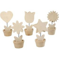 Drewniane kwiatki w doniczkach 10 szt.