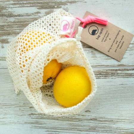 Bag-again, Siatka z organicznej bawełny na owoce i warzywa S, 15 x 25 cm