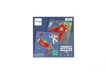Scratch, Puzzle magnetyczne - książka podróżna Rakieta i kosmos 2 obrazki 40 elem.