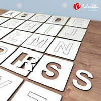 Alfabet - drewniana układanka i szablon do odrysowywania 2w1