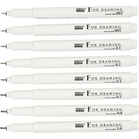 Cienkopisy kreślarskie Czarne 8 szt.