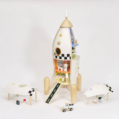 CLASSIC WORLD Drewniana Rakieta Domek dla Dzieci + Figurki Akc.