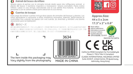 CLASSIC WORLD Drewniane Klocki do Nawlekania Zwięrzęta Leśne 13 el.