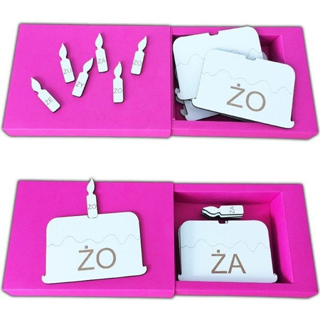 Układanka Dopasowywanie sylab z Ż - Tort i świeczka