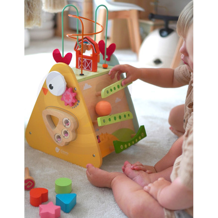 CLASSIC WORLD Drewniane Pudełko Manipulacyjne 10w1 Kurczak
