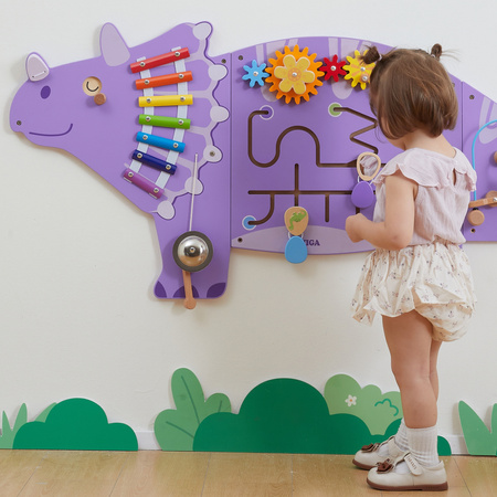 Duża drewniana tablica motoryczna panel ścienny - Dinozaur