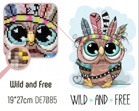 Diamentowa Mozaika 19x27cm Sowa