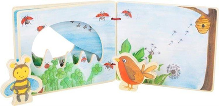 Drewniana książka dla dzieci z figurkami Ptaszek i pszczoła 11217-Small Foot Design, zabawki edukacyjne