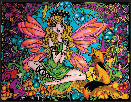 Kolorowanka Welwetowa 47x35 Wróżka z Lisem