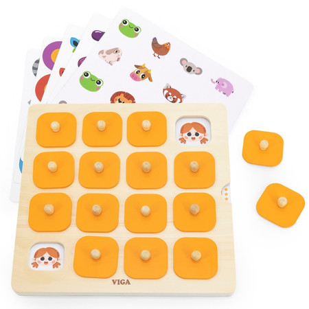 Viga Memory Gra Pamięciowa wymienne obrazki 10 kart 30x30 cm