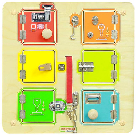 Tablica Ścienna Drewniana Nauka Otwierania Zamków - 6 sejfów Masterkidz