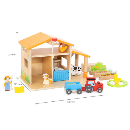 VIGA Drewniana Farma Dom Farmera Z Ogródkiem I Traktorem 21 el