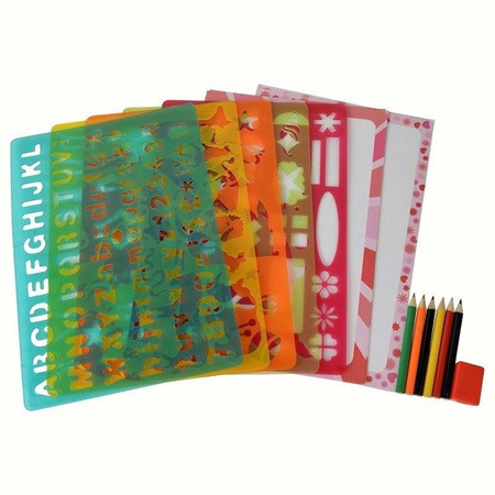 Szablony do odrysowywania mix kształtów - duży zestaw