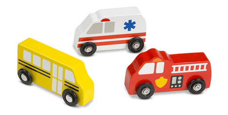 Drewniane autka pojazdy miejskie 9szt. Melissa and Doug 13170-MD