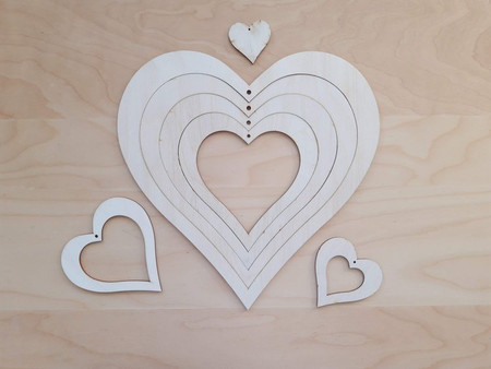 Serca puzzle 7-elementowe wys. 25 cm z grubej sklejki