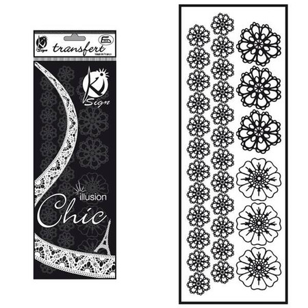 Naprasowanka welwetowa Czarna Kwiatki