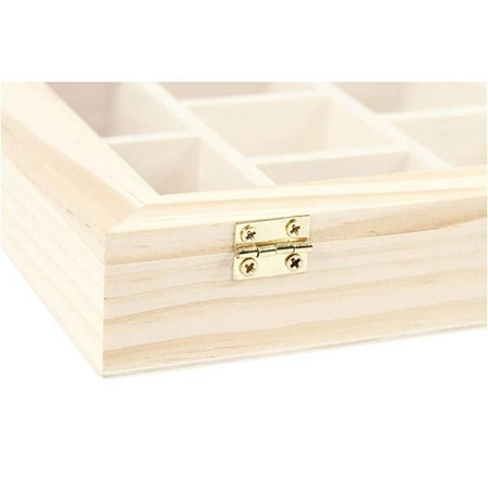 Pudełko drewniane z szybą i przegródkami