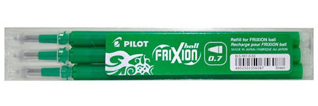 Wkłady wymazywalne do Frixion 0.7 mm zielony op. 3 szt., Pilot