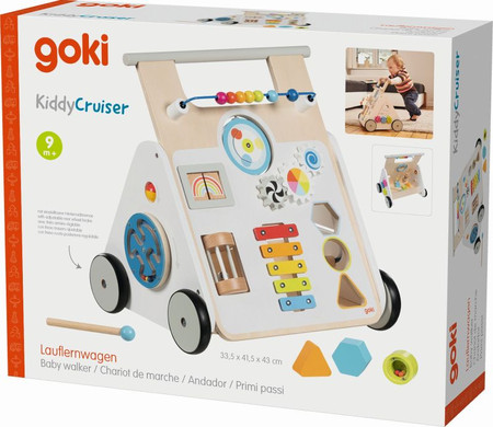 Wielofunkcyjny chodzik pchacz drewniany Goki