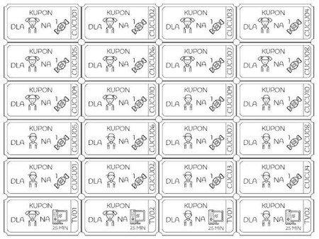 Kupony dla dzieci na słodkość i telewizję do druku