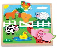 Drewniane puzzle muzyczne dżwiękowe Farma