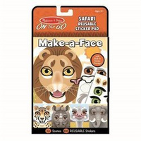 Książeczka z naklejkami wielokrotnego użytku Miny na twarzy Safari Melissa & Doug