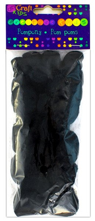 Pompony czarne 24 sztuki mix rozmiarów