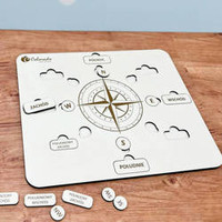 Drewniana układanka edukacyjna Róża wiatrów