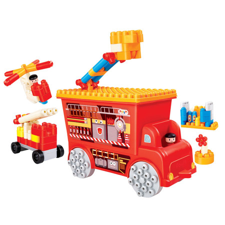 Klocki konstrukcyjne w aucie, Straz pożarna, 106 el., 18m+, PolyM