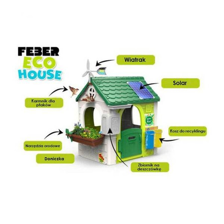 FEBER Domek ogrodowy Eco Karmnik Segregacja Odpadów Imitacja Panelu Słonecznego