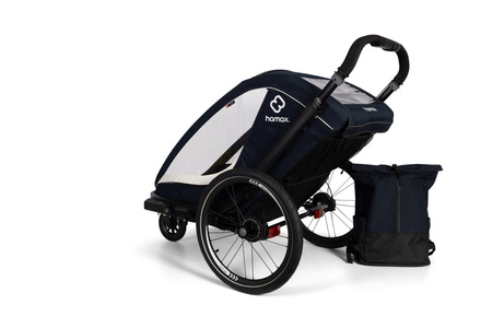 Hamax - Przyczepka rowerowa BREEZE z zestawem do biegania, podwójna - Navy/cream