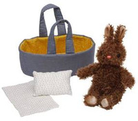 Maskotka króliczek w nosidełku Moppettes 160350-Manhattan Toy, przytulanki dla dzieci