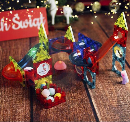WOOPIE Klocki Magnetyczne Tor Kulkowy Świetlny 75 el.