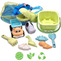 WOOPIE GREEN Zestaw do Piasku z Wiaderkiem i Łopatką Krokodyl 10 el. BIODEGRADOWALNY ORGANICZNY MATERIAŁ