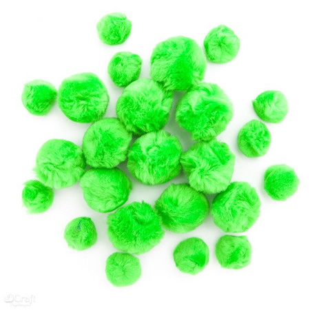 Pompony zielone 24 sztuki mix rozmiarów