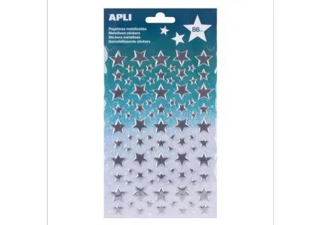 Naklejki metaliczne Apli Kids - Gwiazdki srebrne