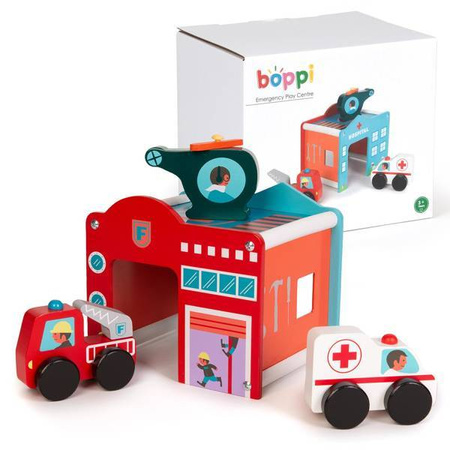 BOPPI, Drewniane centrum ratunkowe 5 w1 : Szpital Straż Stacja benzynowa Mechanik Lądowisko dla helikopterów