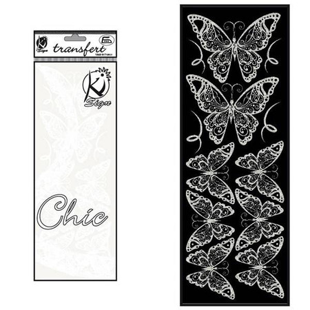 Naprasowanka welwetowa Złamana Biel Motyle