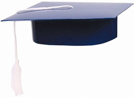 Biret na pasowanie ucznia matowy granatowy z białym chwostem