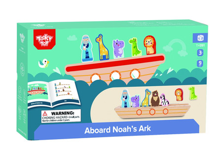 Tooky Toy Drewniana Arka Noego + Książeczka z Zagadkami