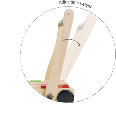 Drewniany wózek do pchania z klockami, Plan Toys®