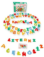 Drewniane magnesy dla Dzieci Alfabet Polskie Znaki 69 el.