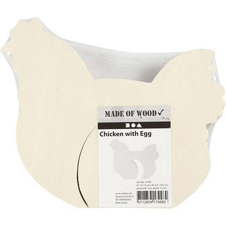 Kura z jajkiem wys. 16 cm z grubej sklejki