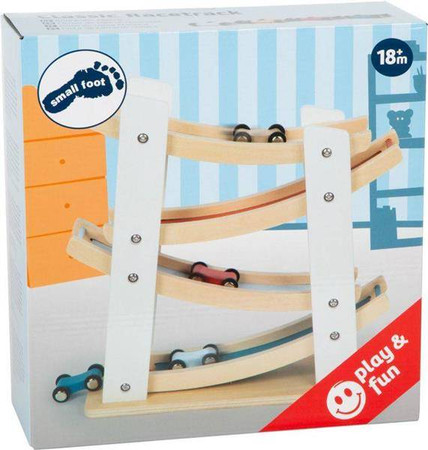 Drewniany tor dla samochodów zjeżdżalnia white 11873-Small foot, zabawy z autkami